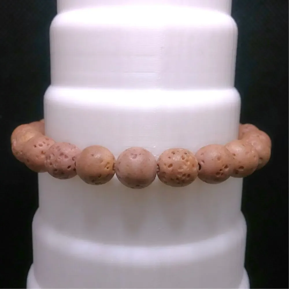 Natural Volcanic Lava Rock Bracelet Tan Beaded Stretch Artisan Diffuser Unisex